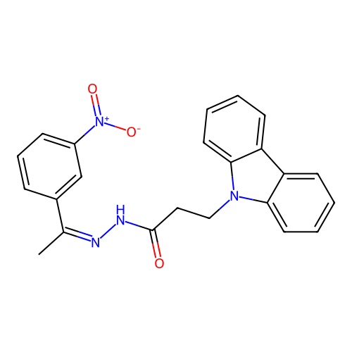 (Z)-3-(9H-carbazol-9-yl)-N'-(1-(3-nitrophenyl)ethylidene)propanehydrazide structure