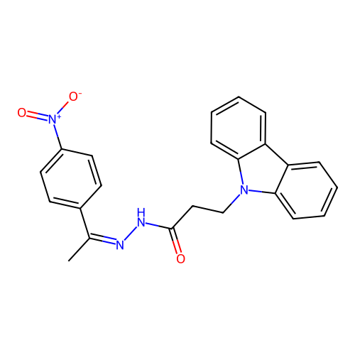 (Z)-3-(9H-carbazol-9-yl)-N'-(1-(4-nitrophenyl)ethylidene)propanehydrazide structure