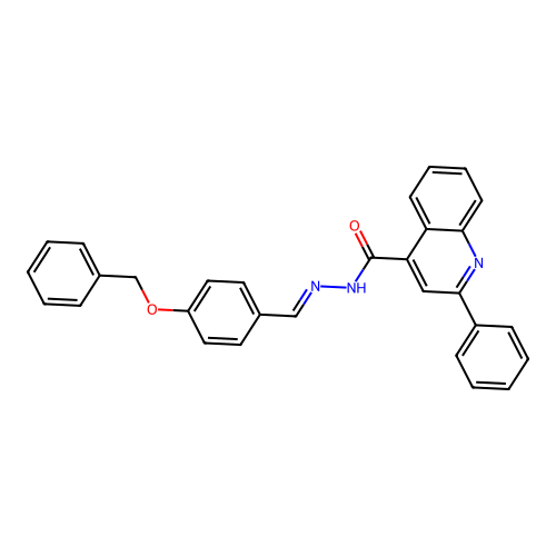 (E)-N'-(4-(benzyloxy)benzylidene)-2-phenylquinoline-4-carbohydrazide structure
