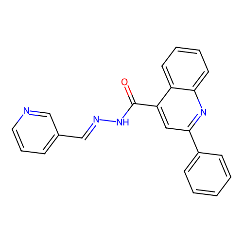 2-phenyl-N-[(E)-pyridin-3-ylmethylideneamino]quinoline-4-carboxamide structure