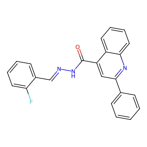 (E)-N'-(2-fluorobenzylidene)-2-phenylquinoline-4-carbohydrazide structure