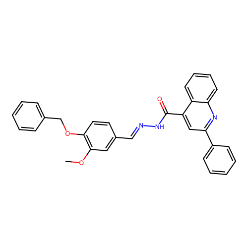(E)-N'-(4-(benzyloxy)-3-methoxybenzylidene)-2-phenylquinoline-4-carbohydrazide structure