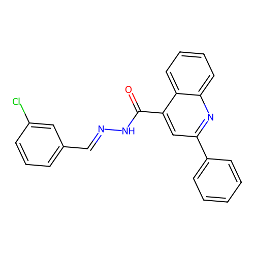 N'-[(E)-(3-chlorophenyl)methylidene]-2-phenylquinoline-4-carbohydrazide structure