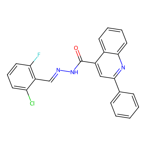 N'-[(E)-(2-chloro-6-fluorophenyl)methylidene]-2-phenylquinoline-4-carbohydrazide structure