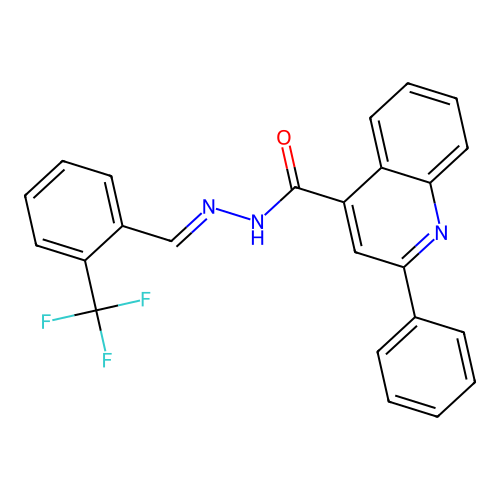 (E)-2-phenyl-N'-(2-(trifluoromethyl)benzylidene)quinoline-4-carbohydrazide structure