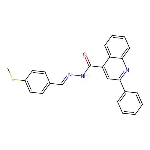 (E)-N'-(4-(methylthio)benzylidene)-2-phenylquinoline-4-carbohydrazide structure