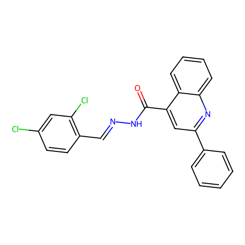 N'-(2,4-dichlorobenzylidene)-2-phenylquinoline-4-carbohydrazide structure