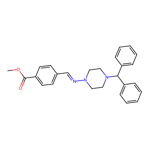 Methyl 4-(((4-benzhydryl-1-piperazinyl)imino)methyl)benzoate structure