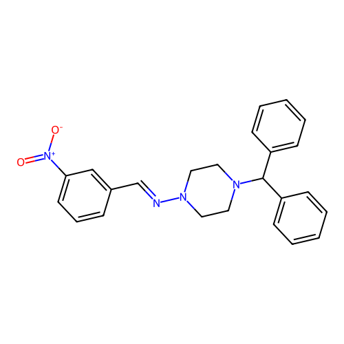 4-Benzhydryl-N-(3-nitrobenzylidene)-1-piperazinamine structure