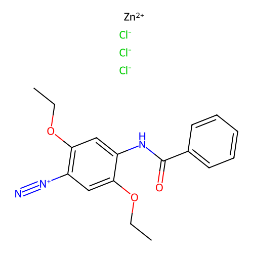 zinc;4-benzamido-2,5-diethoxybenzenediazonium;trichloride structure