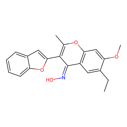 (Z)-3-(benzofuran-2-yl)-6-ethyl-7-methoxy-2-methyl-4H-chromen-4-one oxime structure