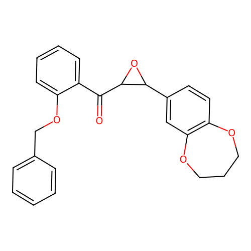 (2-(benzyloxy)phenyl)(3-(3,4-dihydro-2H-benzo[b][1,4]dioxepin-7-yl)oxiran-2-yl)methanone structure