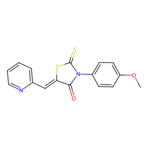 (5Z)-3-(4-methoxyphenyl)-5-(pyridin-2-ylmethylidene)-2-thioxo-1,3-thiazolidin-4-one structure