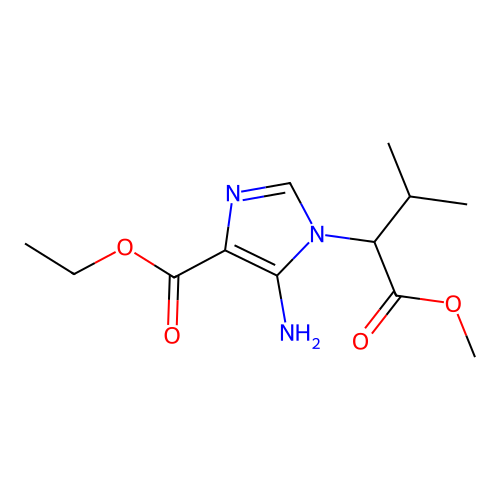 ethyl 5-amino-1-(1-methoxy-3-methyl-1-oxobutan-2-yl)-1H-imidazole-4-carboxylate structure