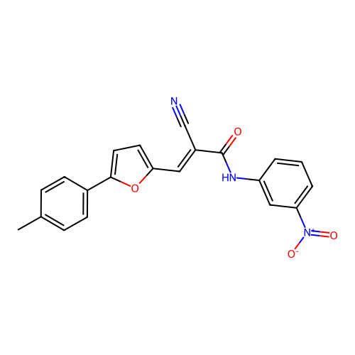 (E)-2-cyano-N-(3-nitrophenyl)-3-(5-(p-tolyl)furan-2-yl)acrylamide structure