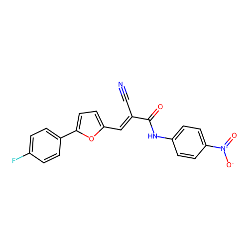 (2E)-2-cyano-3-[5-(4-fluorophenyl)furan-2-yl]-N-(4-nitrophenyl)prop-2-enamide structure