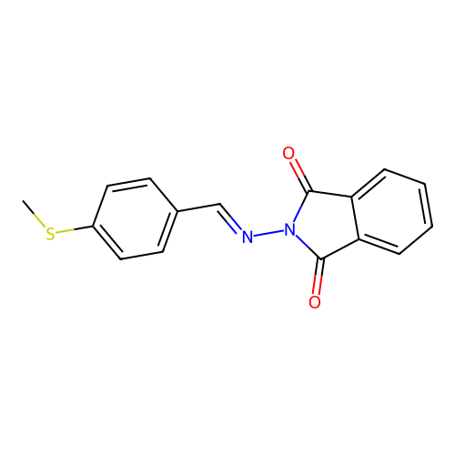 2-[(E)-(4-methylsulfanylphenyl)methylideneamino]isoindole-1,3-dione structure