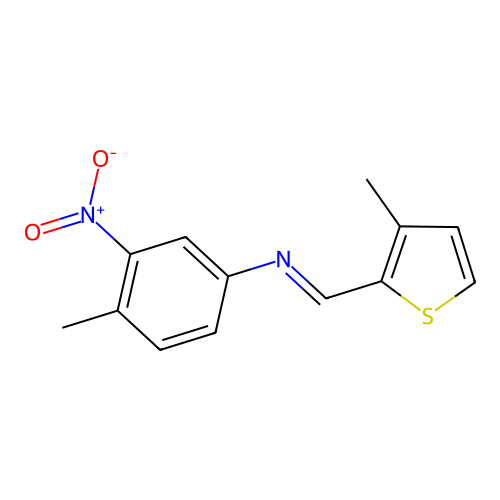 4-methyl-N-[(E)-(3-methylthiophen-2-yl)methylidene]-3-nitroaniline structure