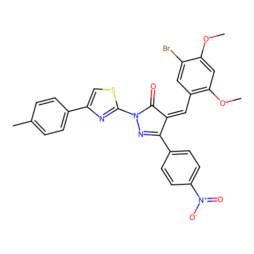 4-(5-bromo-2,4-dimethoxybenzylidene)-2-[4-(4-methylphenyl)-1,3-thiazol-2-yl]-5-(4-nitrophenyl)-2,4-dihydro-3H-pyrazol-3-one structure