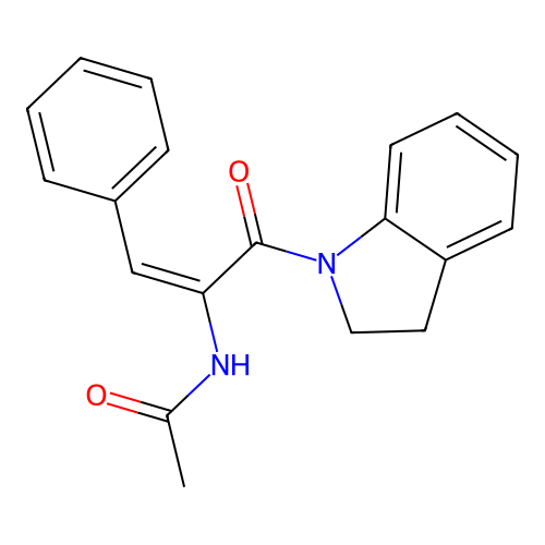 N-[2-indolinyl-2-oxo-1-(phenylmethylene)ethyl]acetamide structure