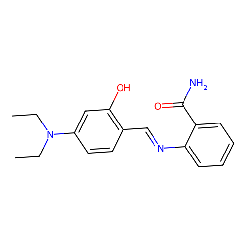 2-({(E)-[4-(diethylamino)-2-hydroxyphenyl]methylidene}amino)benzamide structure