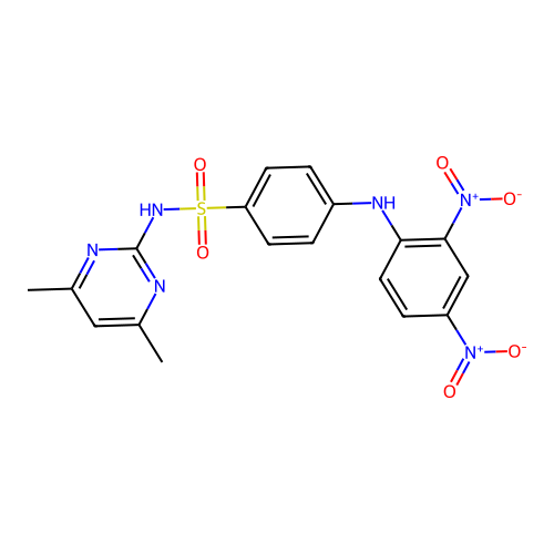 N-(4,6-dimethylpyrimidin-2-yl)-4-[(2,4-dinitrophenyl)amino]benzenesulfonamide structure