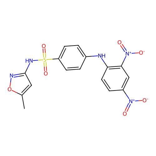 4-[(2,4-dinitrophenyl)amino]-N-(5-methyl-1,2-oxazol-3-yl)benzenesulfonamide structure