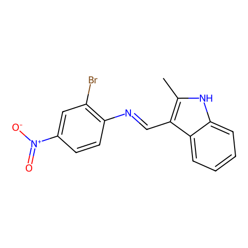 2-bromo-N-[(E)-(2-methyl-1H-indol-3-yl)methylidene]-4-nitroaniline structure