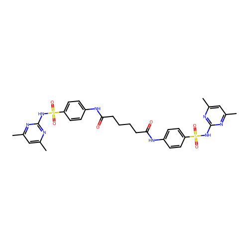 N,N'-bis[4-[(4,6-dimethylpyrimidin-2-yl)sulfamoyl]phenyl]hexanediamide structure