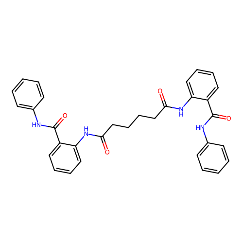 N,N'-bis[2-(anilinocarbonyl)phenyl]hexanediamide structure