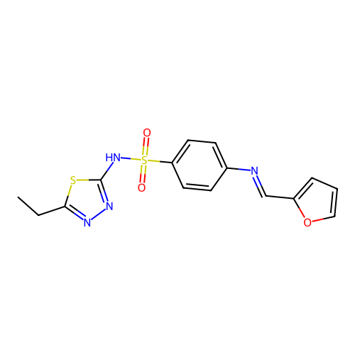 N-(5-ethyl-1,3,4-thiadiazol-2-yl)-4-[(2-furylmethylene)amino]benzenesulfonamide structure