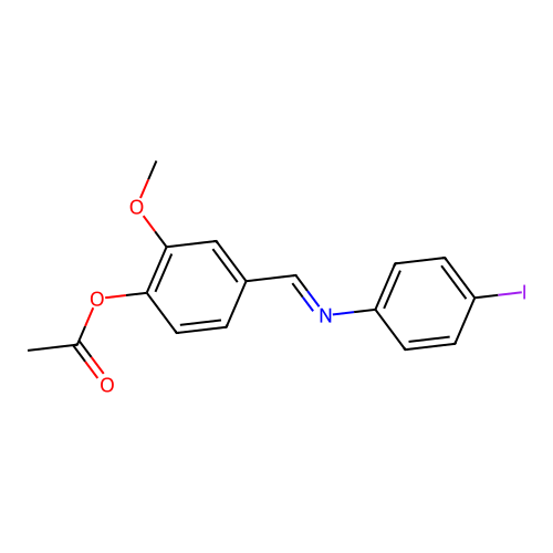4-{(E)-[(4-iodophenyl)imino]methyl}-2-methoxyphenyl acetate structure