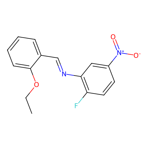 N-[(E)-(2-ethoxyphenyl)methylidene]-2-fluoro-5-nitroaniline structure