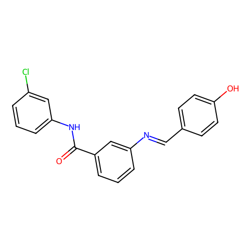 N-(3-chlorophenyl)-3-{[(E)-(4-hydroxyphenyl)methylidene]amino}benzamide structure