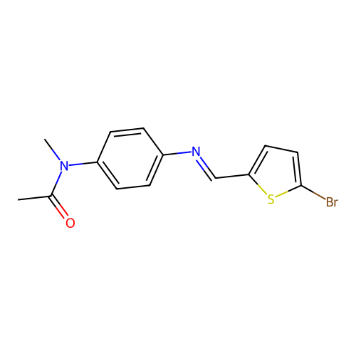 N-(4-{[(E)-(5-bromothiophen-2-yl)methylidene]amino}phenyl)-N-methylacetamide structure