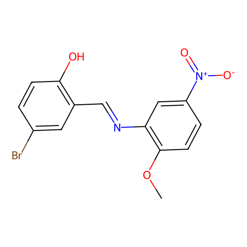 4-Bromo-2-{[(2-methoxy-5-nitrophenyl)imino]methyl}phenol structure