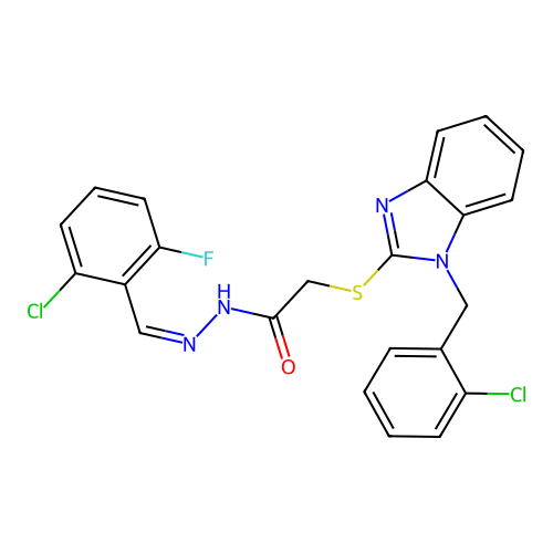 2-{[1-(2-chlorobenzyl)-1H-benzimidazol-2-yl]sulfanyl}-N'-[(E)-(2-chloro-6-fluorophenyl)methylidene]acetohydrazide structure
