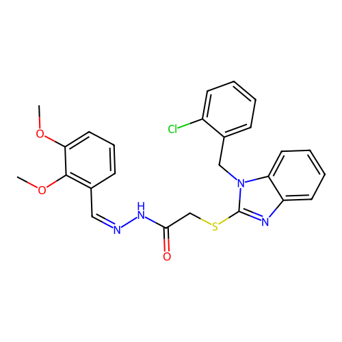 2-{[1-(2-chlorobenzyl)-1H-benzimidazol-2-yl]sulfanyl}-N'-[(E)-(2,3-dimethoxyphenyl)methylidene]acetohydrazide structure