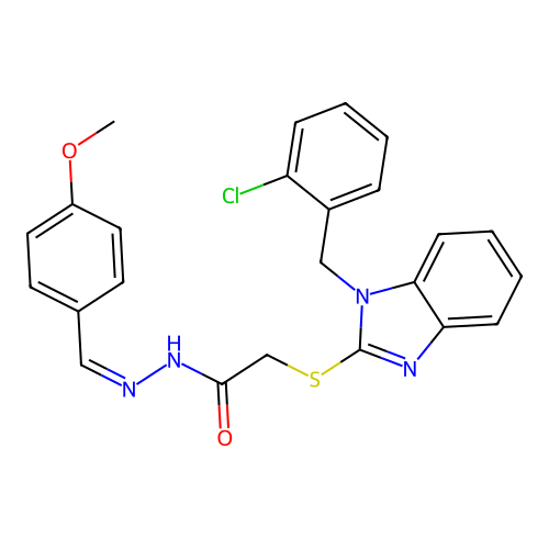 2-{[1-(2-chlorobenzyl)-1H-benzimidazol-2-yl]sulfanyl}-N'-[(E)-(4-methoxyphenyl)methylidene]acetohydrazide structure