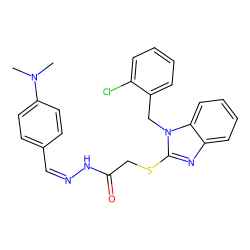 2-{[1-(2-chlorobenzyl)-1H-benzimidazol-2-yl]sulfanyl}-N'-{(E)-[4-(dimethylamino)phenyl]methylidene}acetohydrazide structure