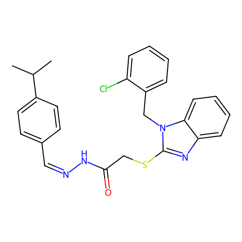 2-{[1-(2-CHLOROBENZYL)-1H-BENZIMIDAZOL-2-YL]SULFANYL}-N'-[(E)-(4-ISOPROPYLPHENYL)METHYLIDENE]ACETOHYDRAZIDE structure
