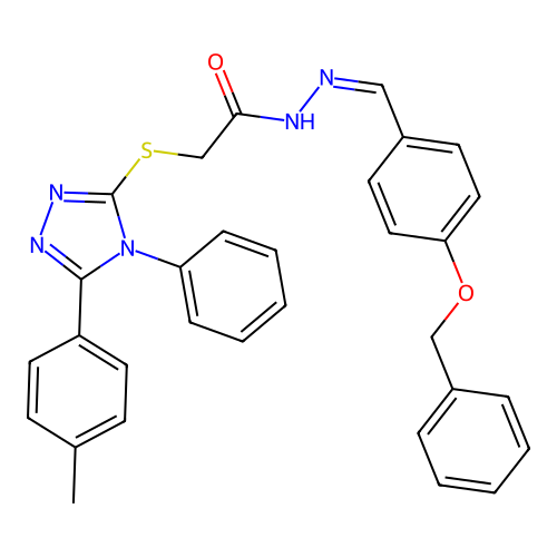 (Z)-N'-(4-(benzyloxy)benzylidene)-2-((4-phenyl-5-(p-tolyl)-4H-1,2,4-triazol-3-yl)thio)acetohydrazide structure