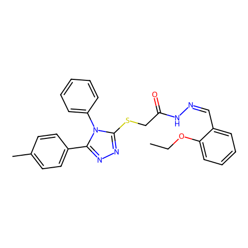 (Z)-N'-(2-ethoxybenzylidene)-2-((4-phenyl-5-(p-tolyl)-4H-1,2,4-triazol-3-yl)thio)acetohydrazide structure