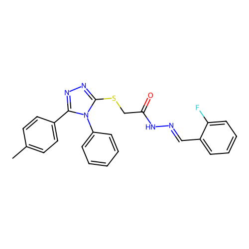 N'-[(E)-(2-fluorophenyl)methylidene]-2-{[5-(4-methylphenyl)-4-phenyl-4H-1,2,4-triazol-3-yl]sulfanyl}acetohydrazide structure