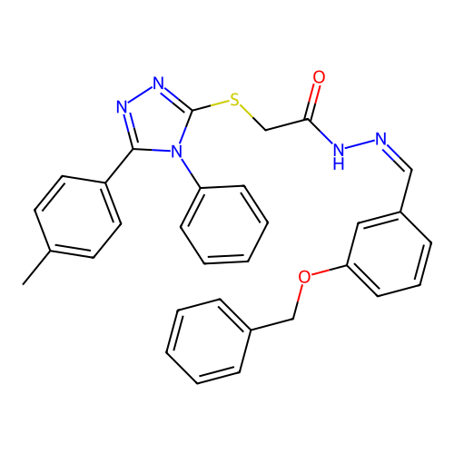 (Z)-N'-(3-(benzyloxy)benzylidene)-2-((4-phenyl-5-(p-tolyl)-4H-1,2,4-triazol-3-yl)thio)acetohydrazide structure