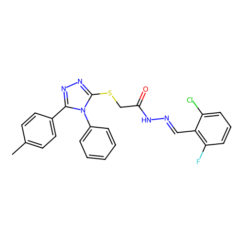 N'-[(E)-(2-chloro-6-fluorophenyl)methylidene]-2-{[5-(4-methylphenyl)-4-phenyl-4H-1,2,4-triazol-3-yl]sulfanyl}acetohydrazide structure