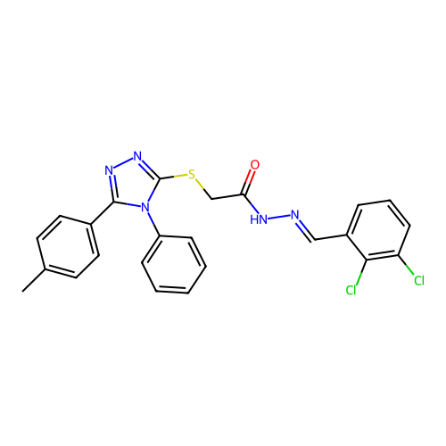 (E)-N'-(2,3-dichlorobenzylidene)-2-((4-phenyl-5-(p-tolyl)-4H-1,2,4-triazol-3-yl)thio)acetohydrazide structure