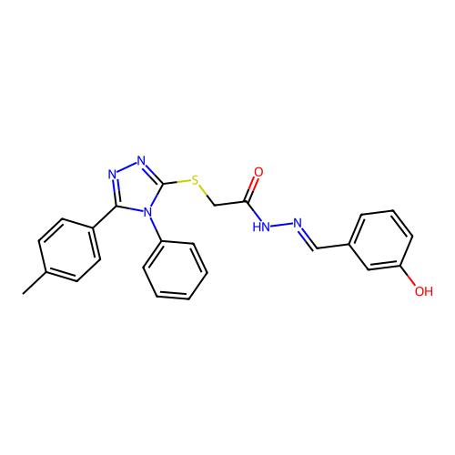 N'-[(E)-(3-hydroxyphenyl)methylidene]-2-{[5-(4-methylphenyl)-4-phenyl-4H-1,2,4-triazol-3-yl]sulfanyl}acetohydrazide structure