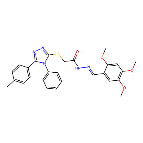 2-{[5-(4-methylphenyl)-4-phenyl-4H-1,2,4-triazol-3-yl]sulfanyl}-N'-[(E)-(2,4,5-trimethoxyphenyl)methylidene]acetohydrazide structure