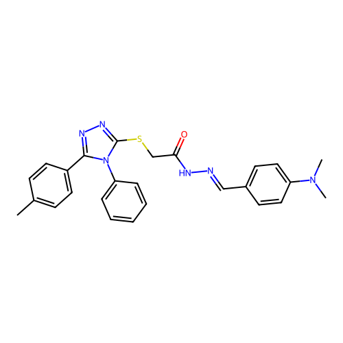 N'-{(E)-[4-(dimethylamino)phenyl]methylidene}-2-{[5-(4-methylphenyl)-4-phenyl-4H-1,2,4-triazol-3-yl]sulfanyl}acetohydrazide structure